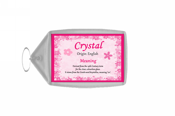 Crystal Personalised Name Meaning Keyring