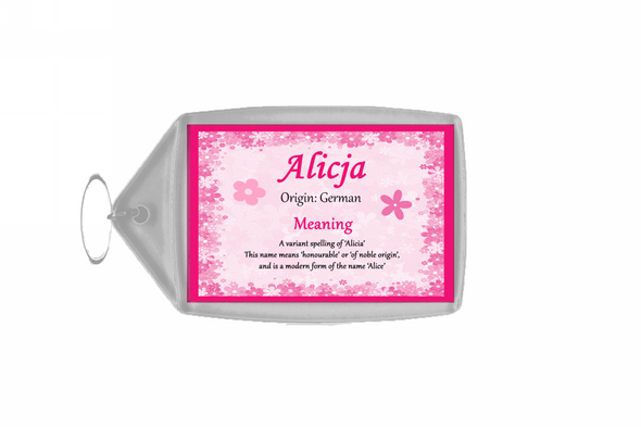 Alicja Personalised Name Meaning Keyring