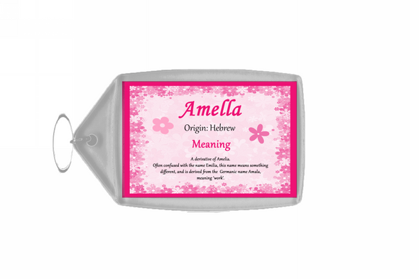 Amella Personalised Name Meaning Keyring