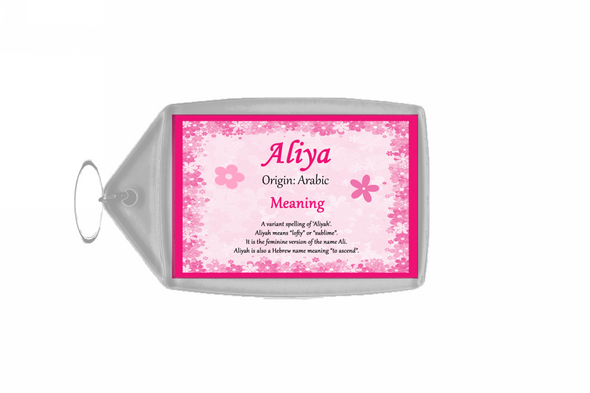 Aliya Personalised Name Meaning Keyring