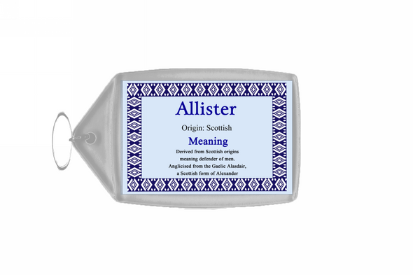 Allister Personalised Name Meaning Keyring