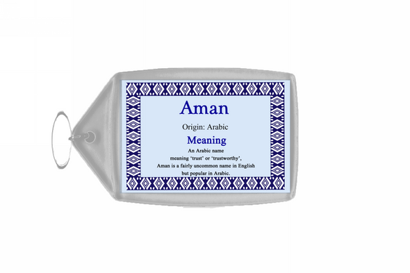 Aman Personalised Name Meaning Keyring