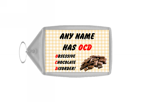 Funny Obsessive Disorder Chocolate Yellow Personalised Large Keyring