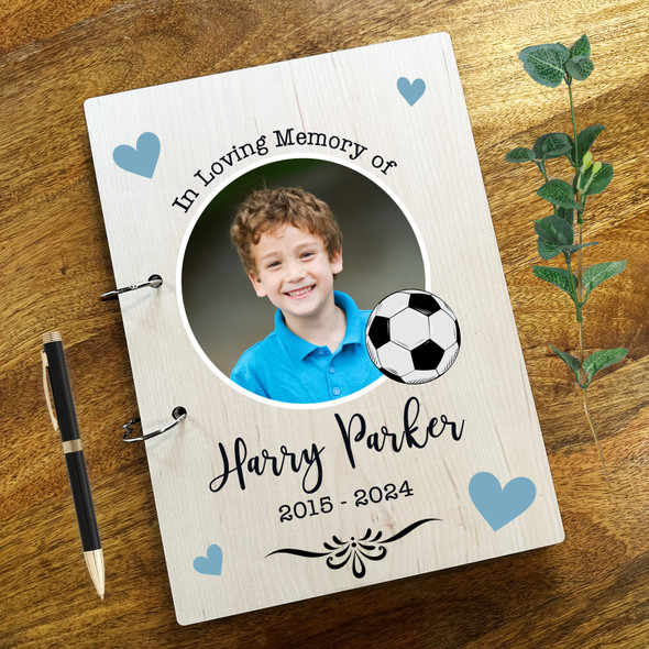 Football Photo Childrens Sympathy In Loving Memory Funeral Condolence Guest Book