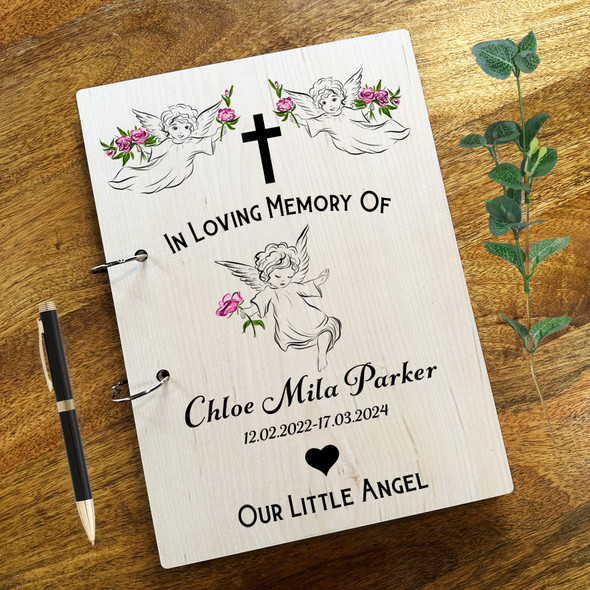 Cross Angels Childrens Sympathy In Loving Memory Funeral Condolence Guest Book