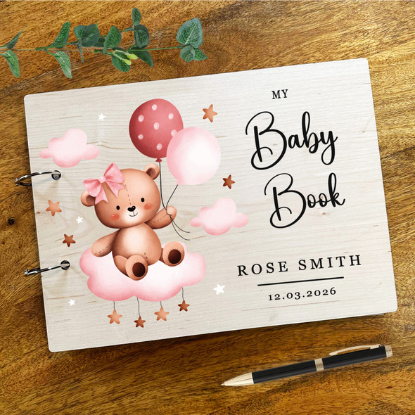 Pink Teddy Bear Girl's First Year Photo Album Memories New Baby Keepsake Book