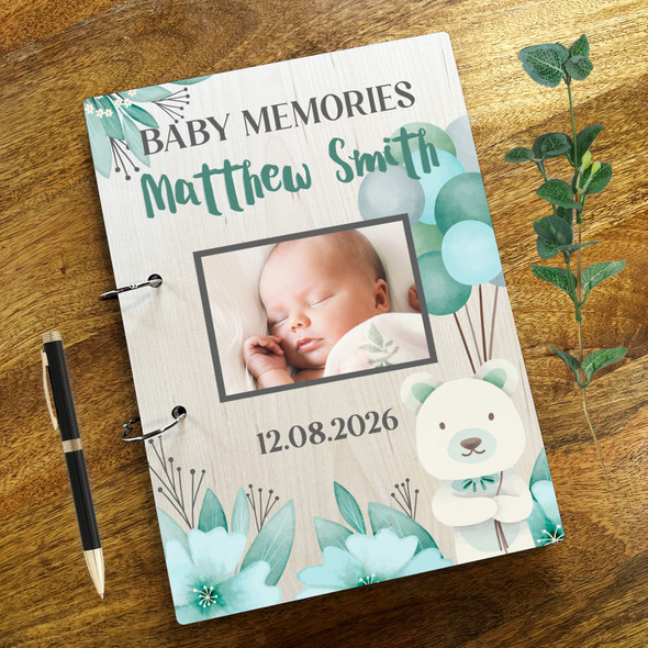 Wood Bear Photo Boy Photo Album Memories New Baby Keepsake Book