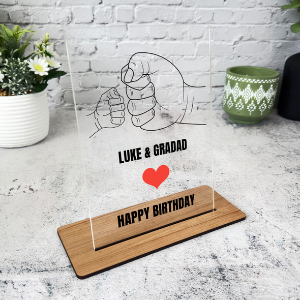 Grandfather Birthday Gift Fist Bump Grandchildren Personalised Acrylic Plaque