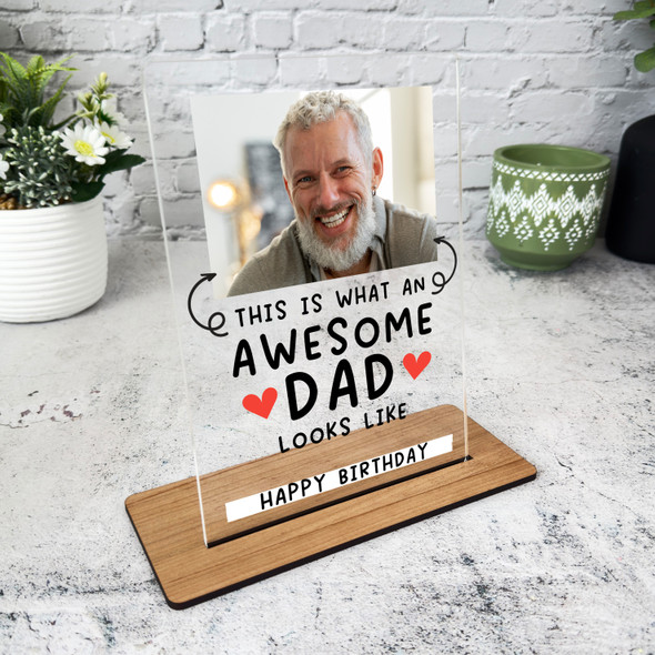 Birthday Gift Awesome Dad Photo Personalised Acrylic Plaque