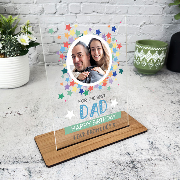 Dad Birthday Gift Star Photo Personalised Acrylic Plaque