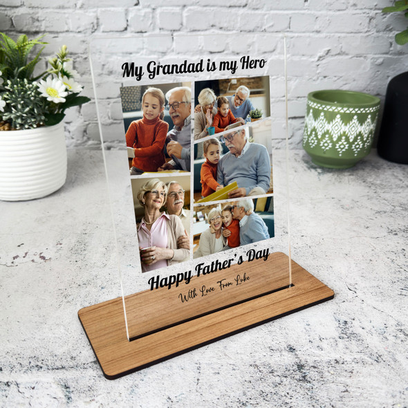 Grandfather Fathers Day Gift Grandad My Hero Photo Personalised Acrylic Plaque