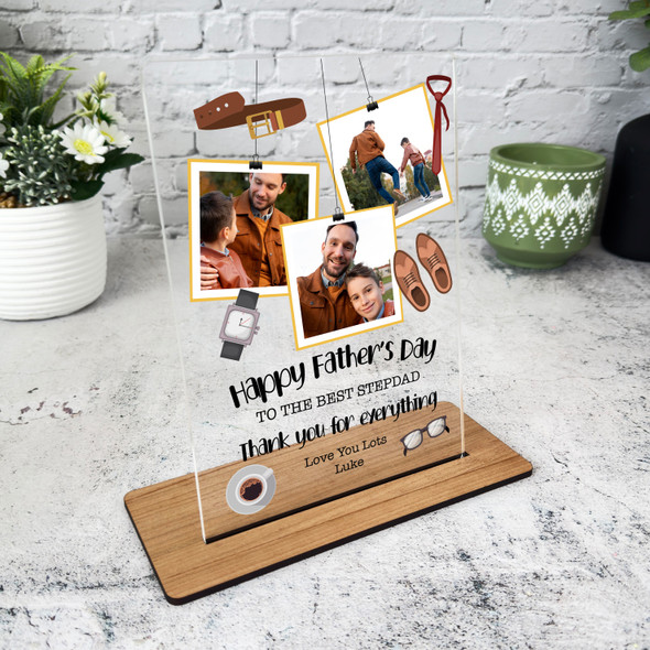 Stepdad Fathers Day Gift Best Stepdad Photos Personalised Acrylic Plaque