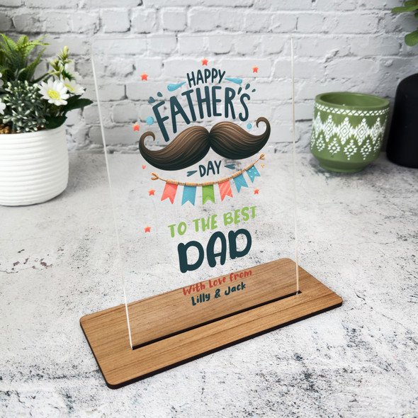 Fathers Day Gift The Best Dad Mustache Personalised Acrylic Plaque