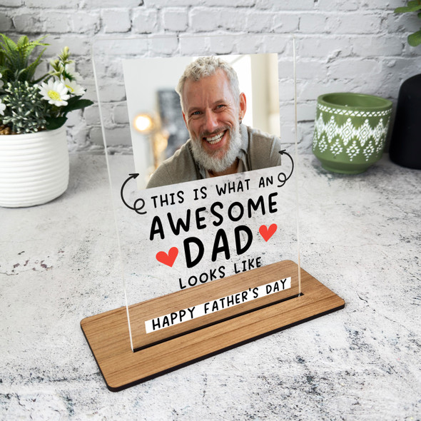 Fathers Day Gift Awesome Dad Photo Personalised Acrylic Plaque