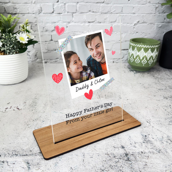 Fathers Day Gift Red Hearts Photo Personalised Acrylic Plaque