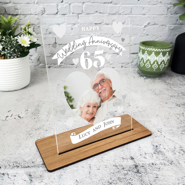 65th Wedding Anniversary Photo Gift Personalised Acrylic Plaque