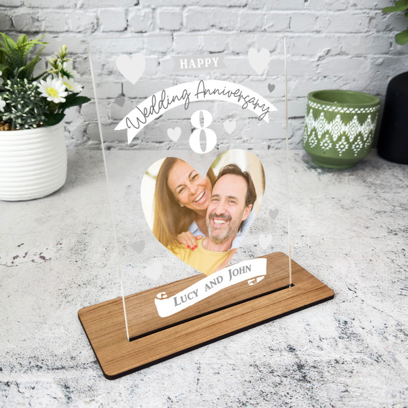 8th Wedding Anniversary Photo Gift Personalised Acrylic Plaque