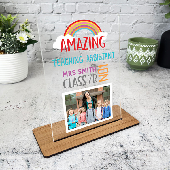 Amazing Teaching Assistant Gift Rainbow Photo Personalised Acrylic Plaque