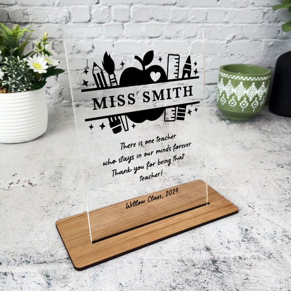 Thank You Teacher Gift Black School Elements Personalised Acrylic Plaque