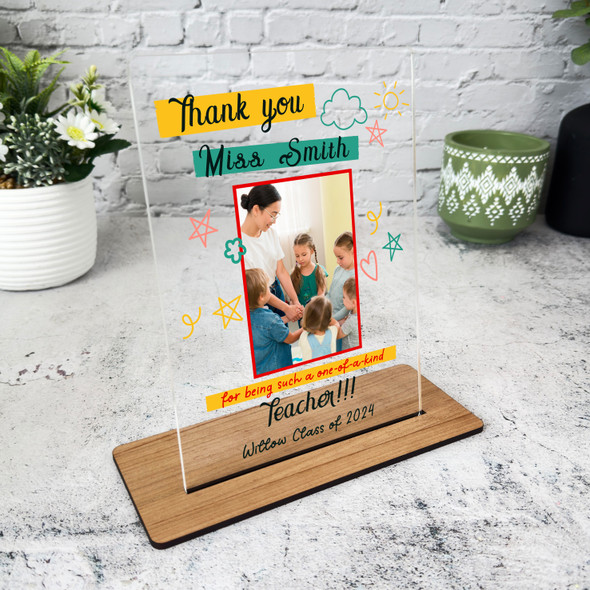 Thank You Teacher Gift Doodles Photo Personalised Acrylic Plaque