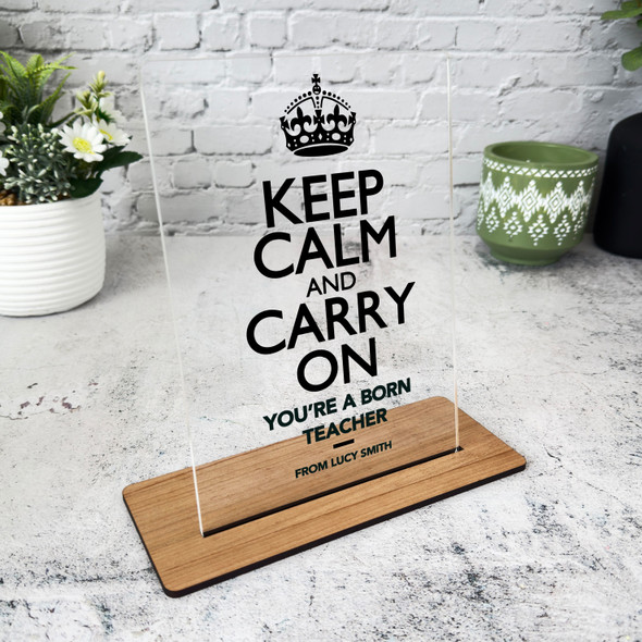 Thank You Teacher Gift Keep Calm Personalised Acrylic Plaque