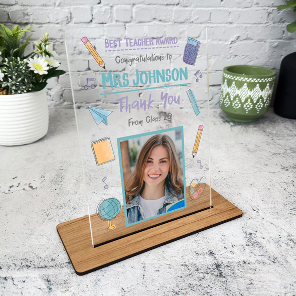 Best Teacher Gift Award Photo Personalised Acrylic Plaque