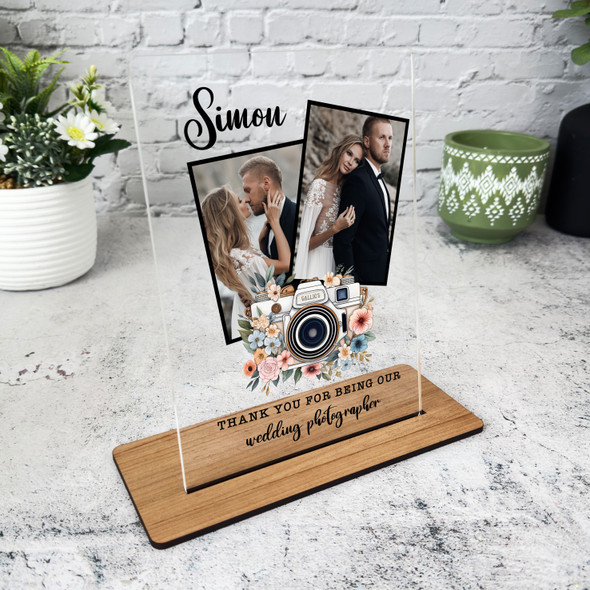 Thank You Gift For Wedding Photographer Floral Photo Personalised Acrylic Plaque