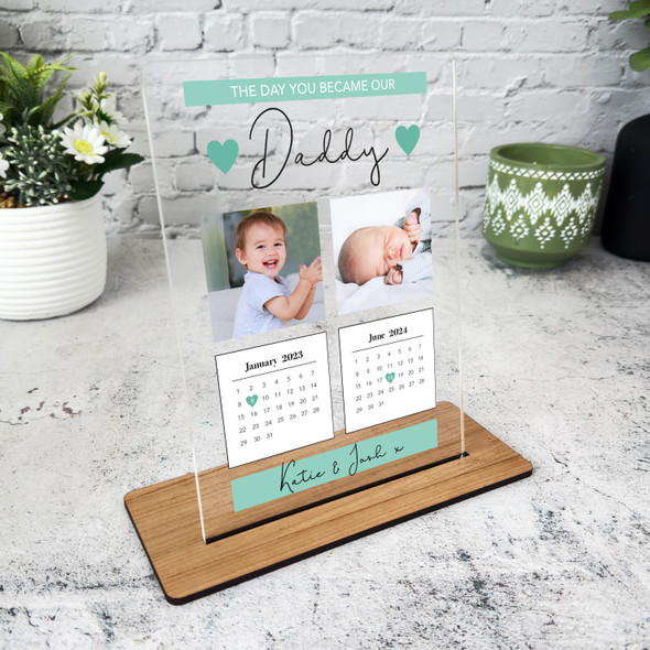 Our Daddy Photo Green 2 Children Gift For Dad Personalised Acrylic Plaque
