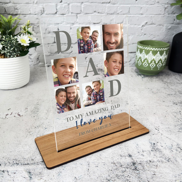 Gift For Dad Photo Squares I Love You Personalised Acrylic Plaque