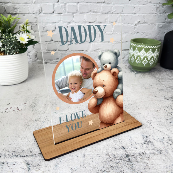 Photo Gift For Daddy I Love You Bear Personalised Acrylic Plaque