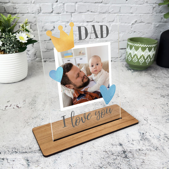 Gift For Dad I Love You Photo Crown Personalised Acrylic Plaque