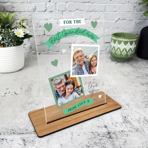 Best Grandad Gift Ever Green Photo Personalised Acrylic Plaque