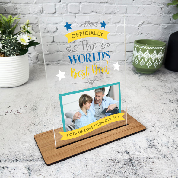 Worlds Best Dad Photo Gift For Dad Personalised Acrylic Plaque