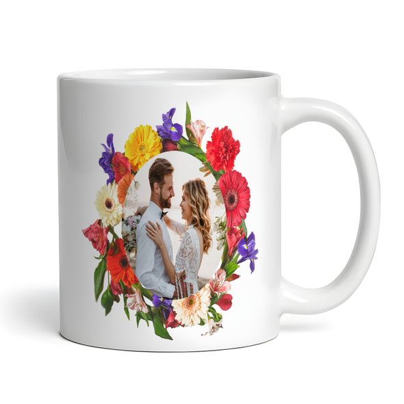 Bright Flowers Wedding Day Gift Couple Photo Congratulations Personalised Mug