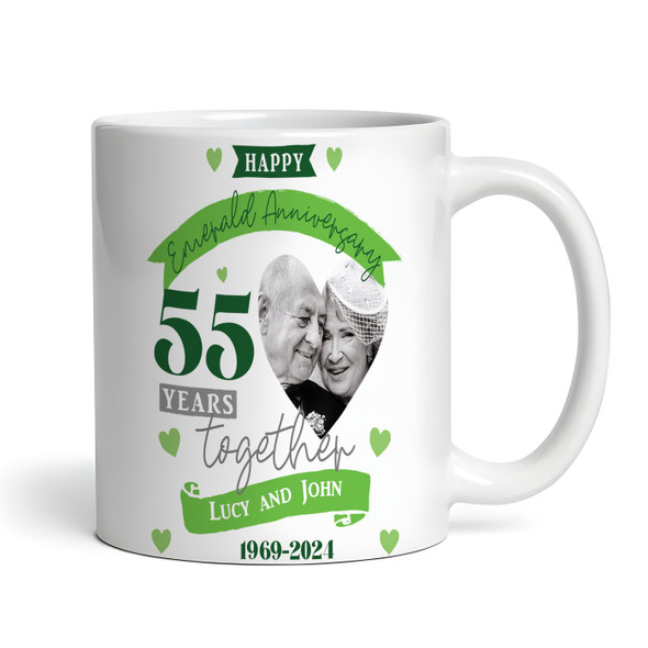 55 Years Together 55th Wedding Anniversary Gift Emerald Photo Personalised Mug
