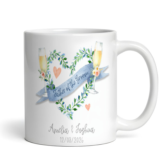 Wedding Father Of The Groom Gift Blue Banner Flutes Coffee Tea Personalised Mug