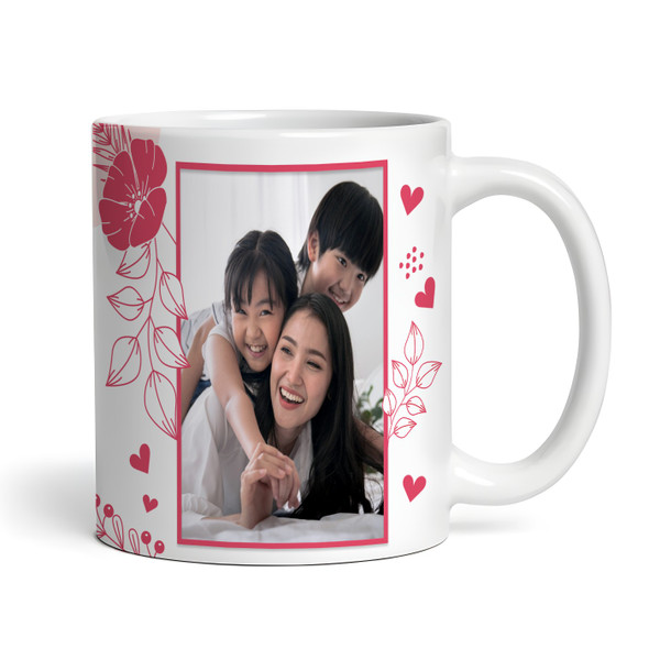 Pink Floral Photo Birthday For Mom Gift Coffee Tea Cup Personalised Mug