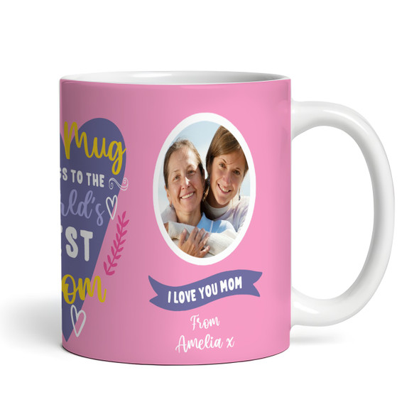 Worlds Best Mom Mother's Day Birthday Heart Photo Gift Tea Cup Personalised Mug