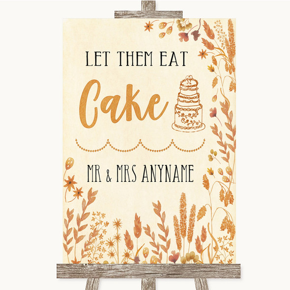 Autumn Leaves Let Them Eat Cake Personalised Wedding Sign