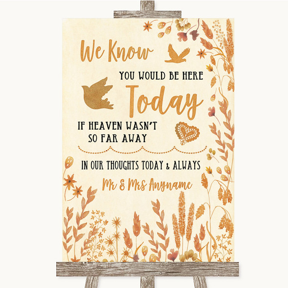 Autumn Leaves Loved Ones In Heaven Personalised Wedding Sign