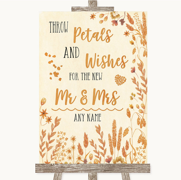 Autumn Leaves Petals Wishes Confetti Personalised Wedding Sign