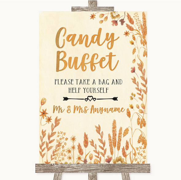 Autumn Leaves Candy Buffet Personalised Wedding Sign