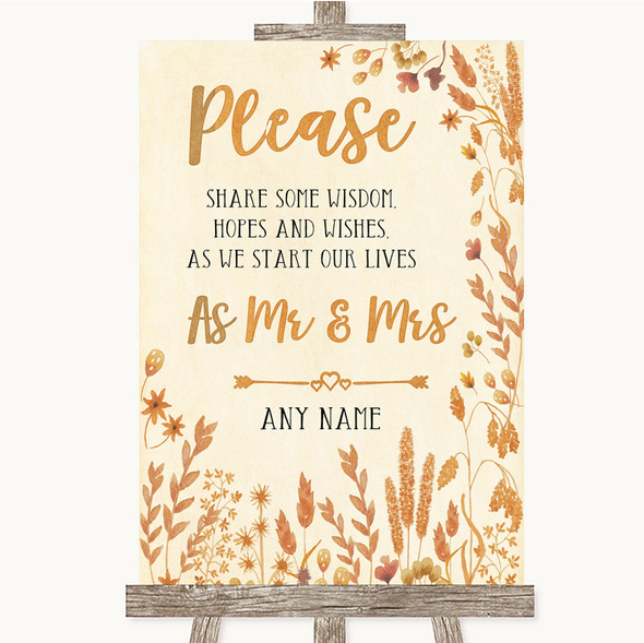 Autumn Leaves Share Your Wishes Personalised Wedding Sign