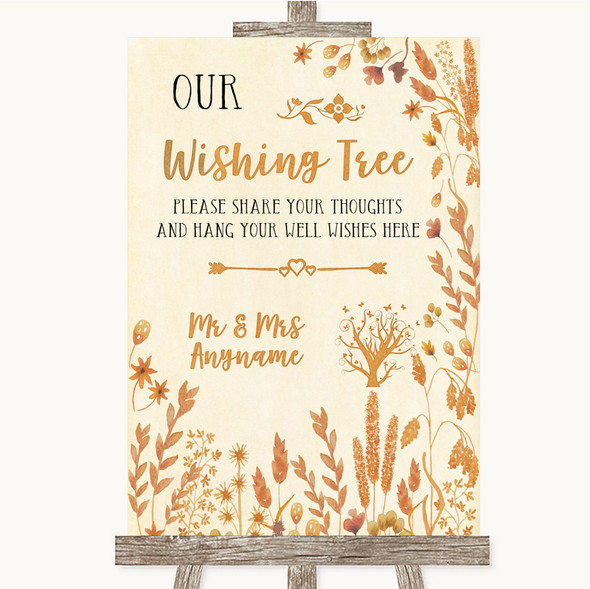 Autumn Leaves Wishing Tree Personalised Wedding Sign