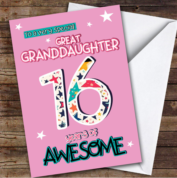 16th Great Granddaughter Stars Teenager Custom Personalised Birthday Card