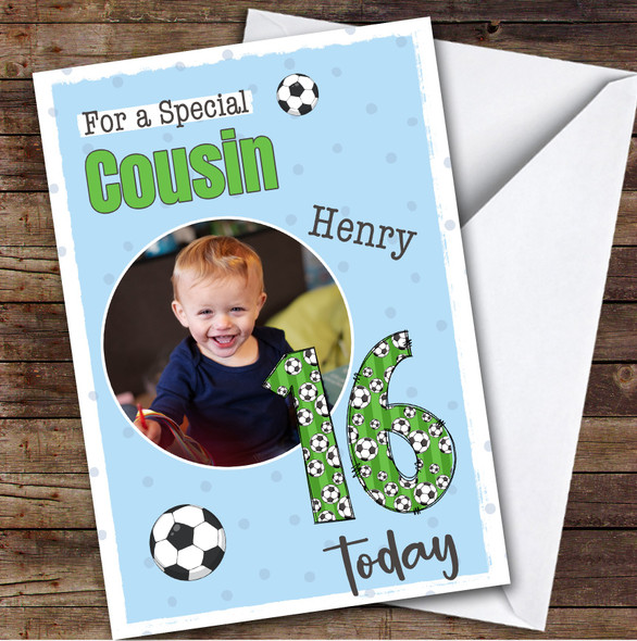 16th Cousin Football Teenager Custom Personalised Birthday Card