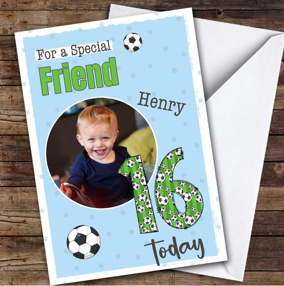 16th Friend Football Teenager Custom Personalised Birthday Card