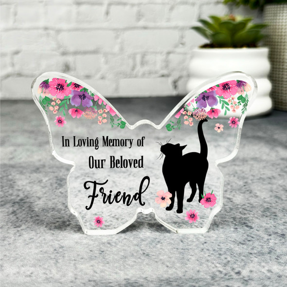 Cat Silhouette Pet Memorial Butterfly Plaque Sympathy Gift Keepsake Gift