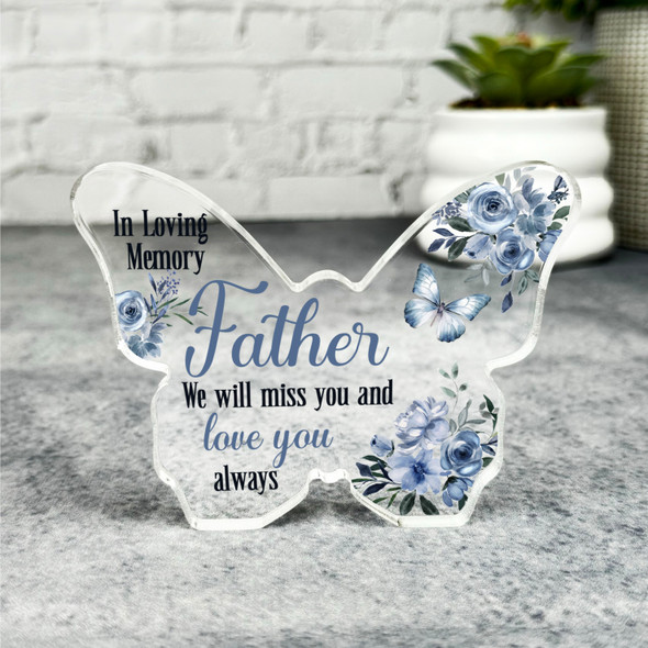 Father Navy Floral Memorial Butterfly Plaque Sympathy Gift Keepsake Gift