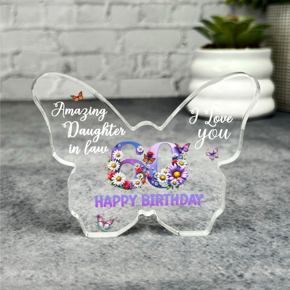 Daughter-In-Law 60th Happy Birthday Present Butterfly Plaque Keepsake Gift